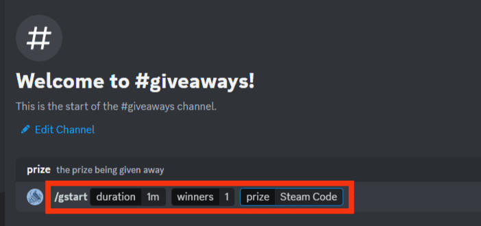 You Can Also Type &Quot;Gstart Time Winners Prize&Quot; To Start A Giveaway