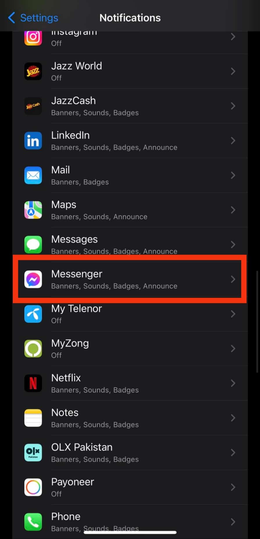 Select Messenger App