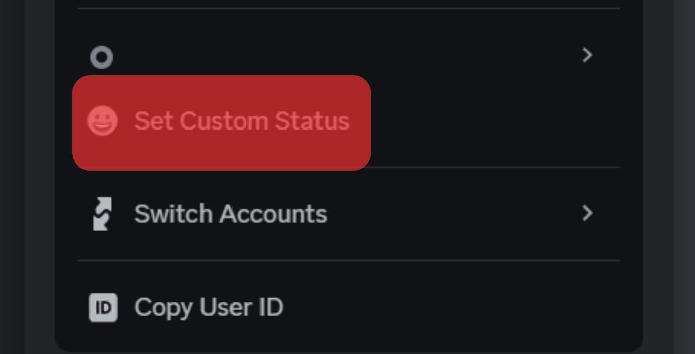 A Discord Status Menu Will Appear.