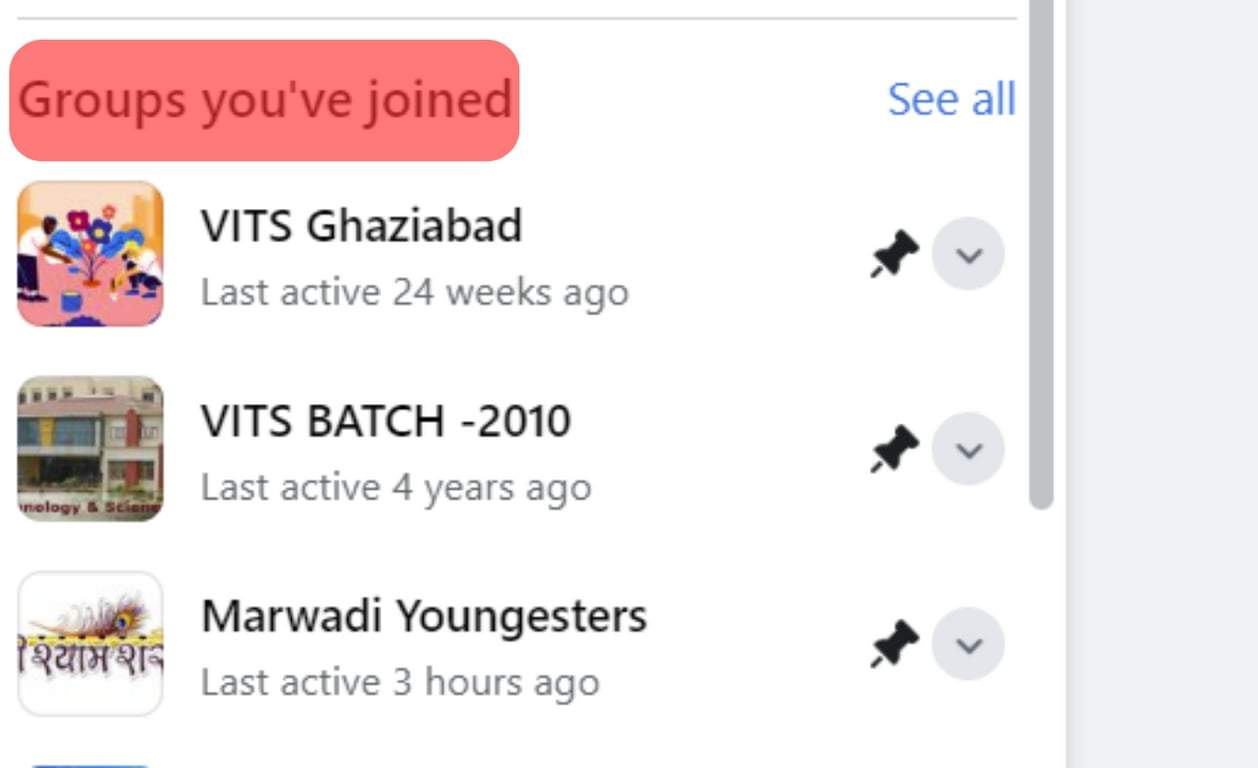 A List Of Groups You've Joined
