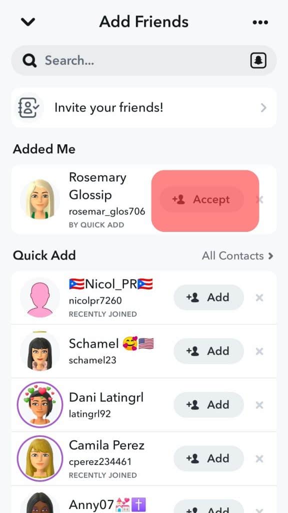 Accept Friend Request On Snapchat