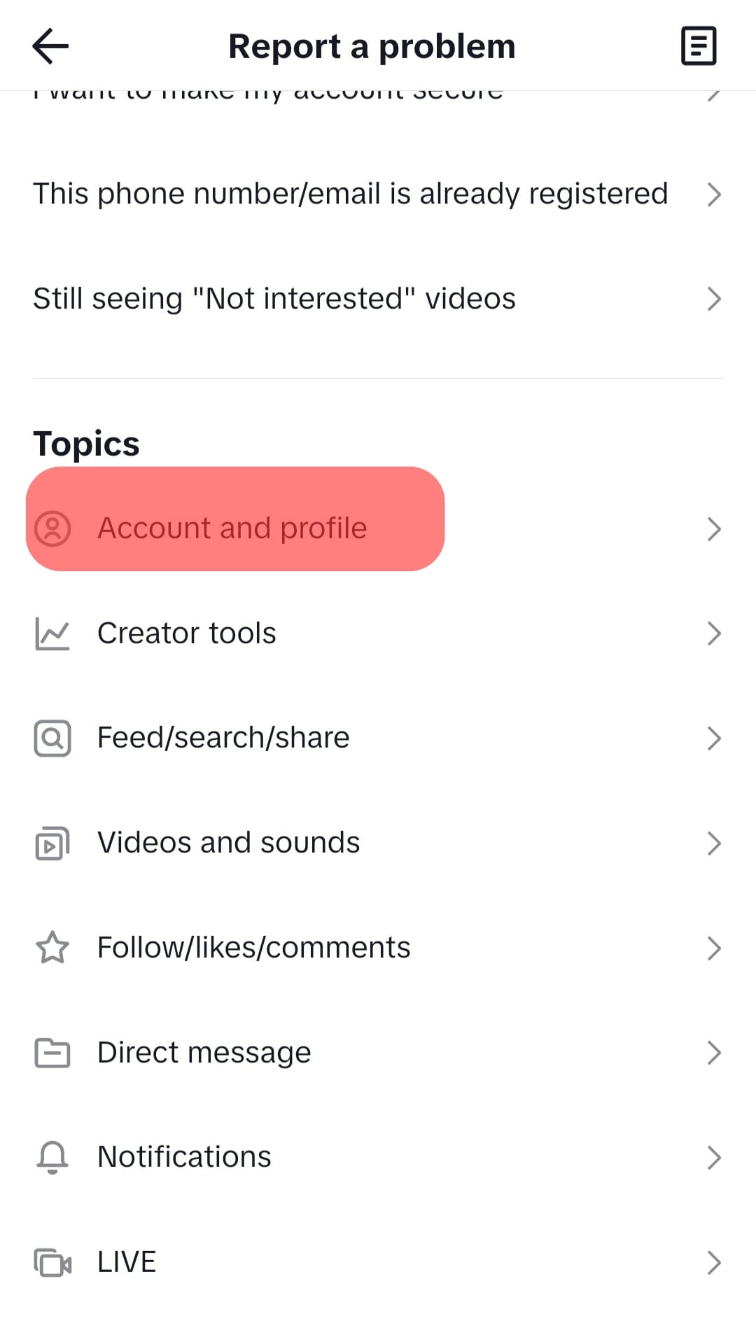 Account And Profile Option