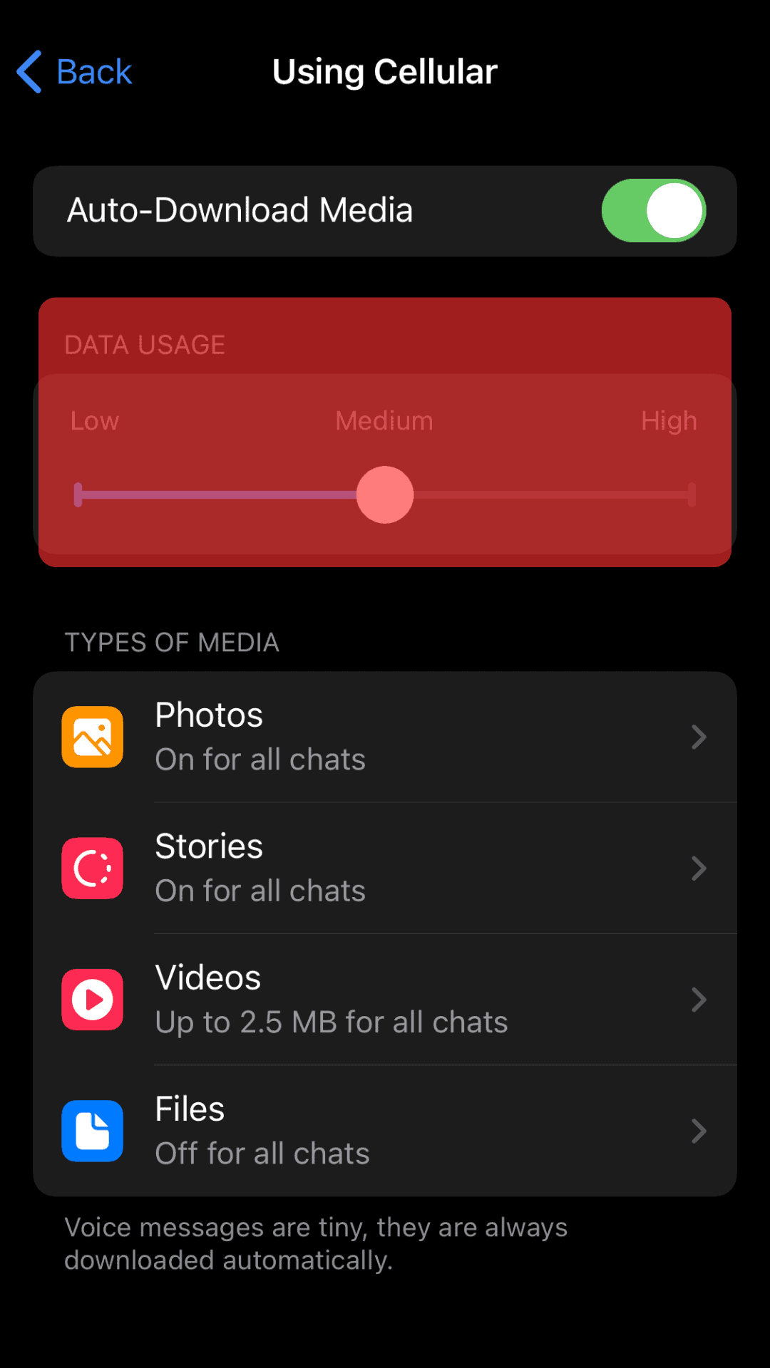 Adjust The Lever Under ‘Data Usage’ To ‘Low.’