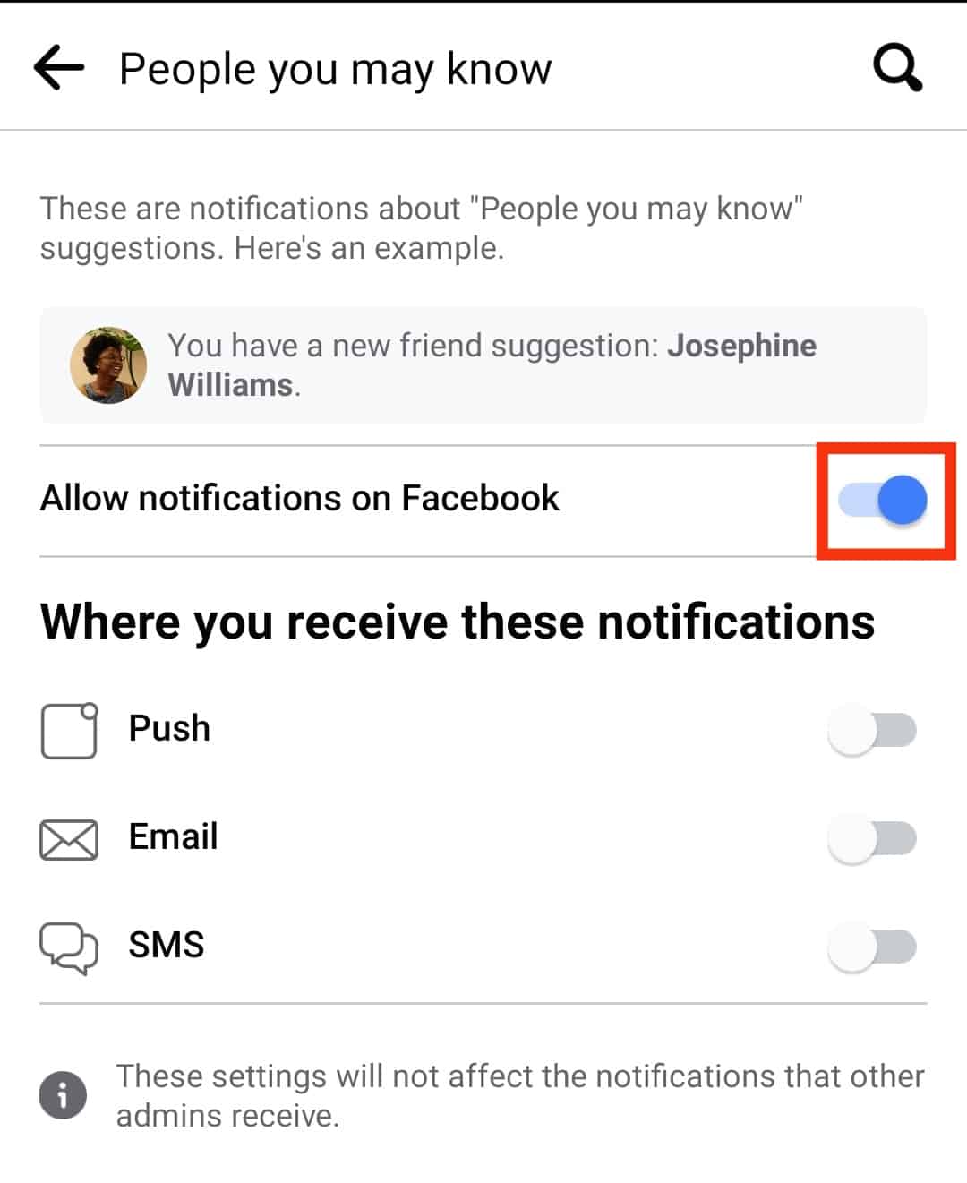 Also Turn Of The Allow Notifications On Facebook Toggle
