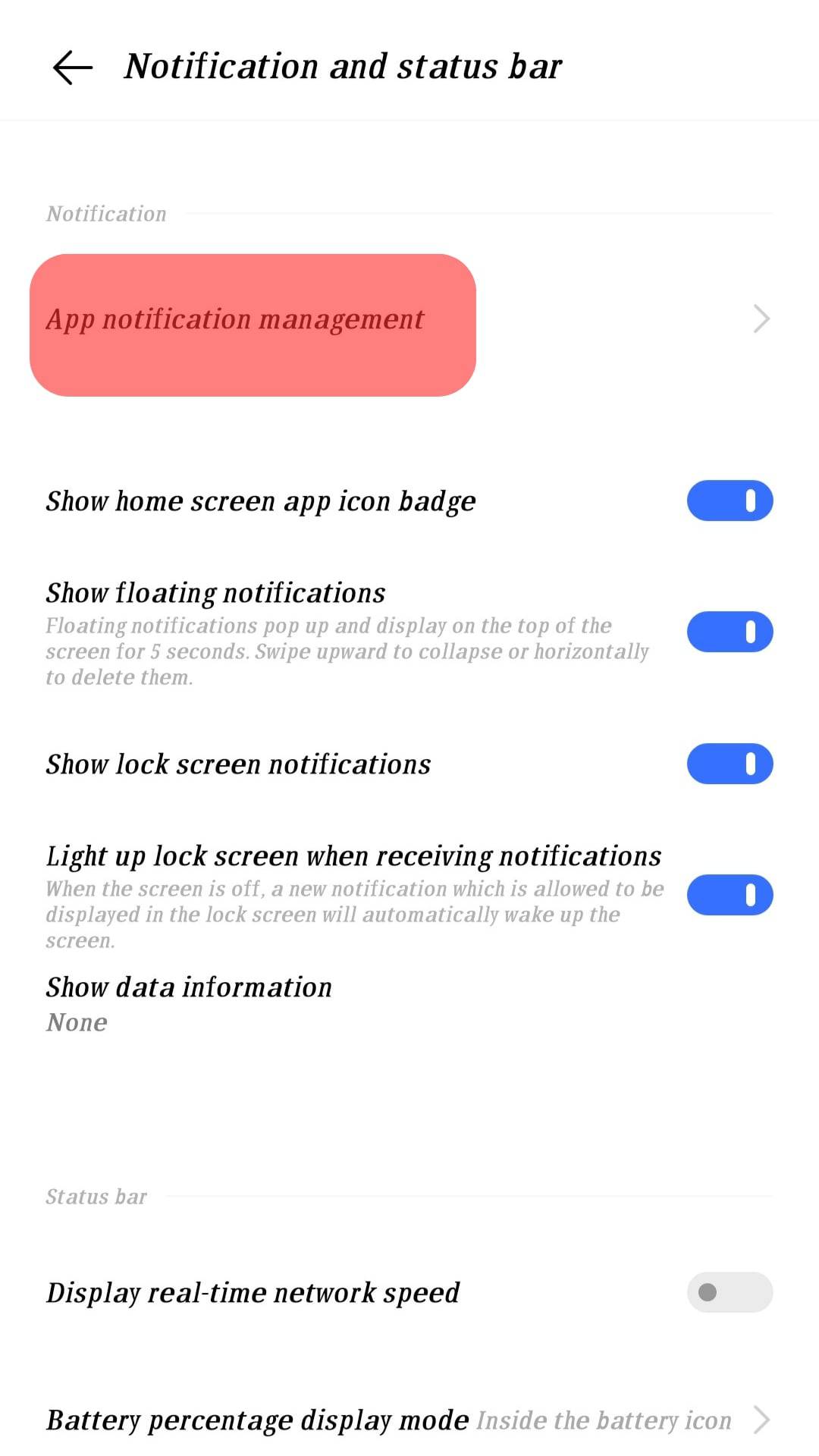 App Notifications Management Android
