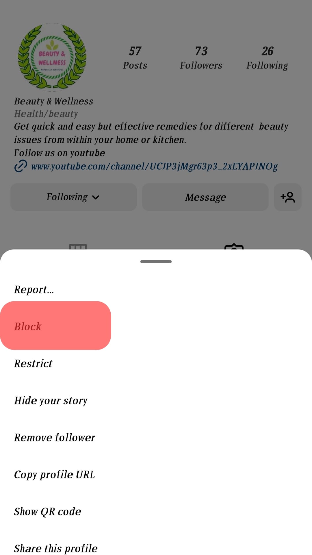Block Report Restrict Instagram
