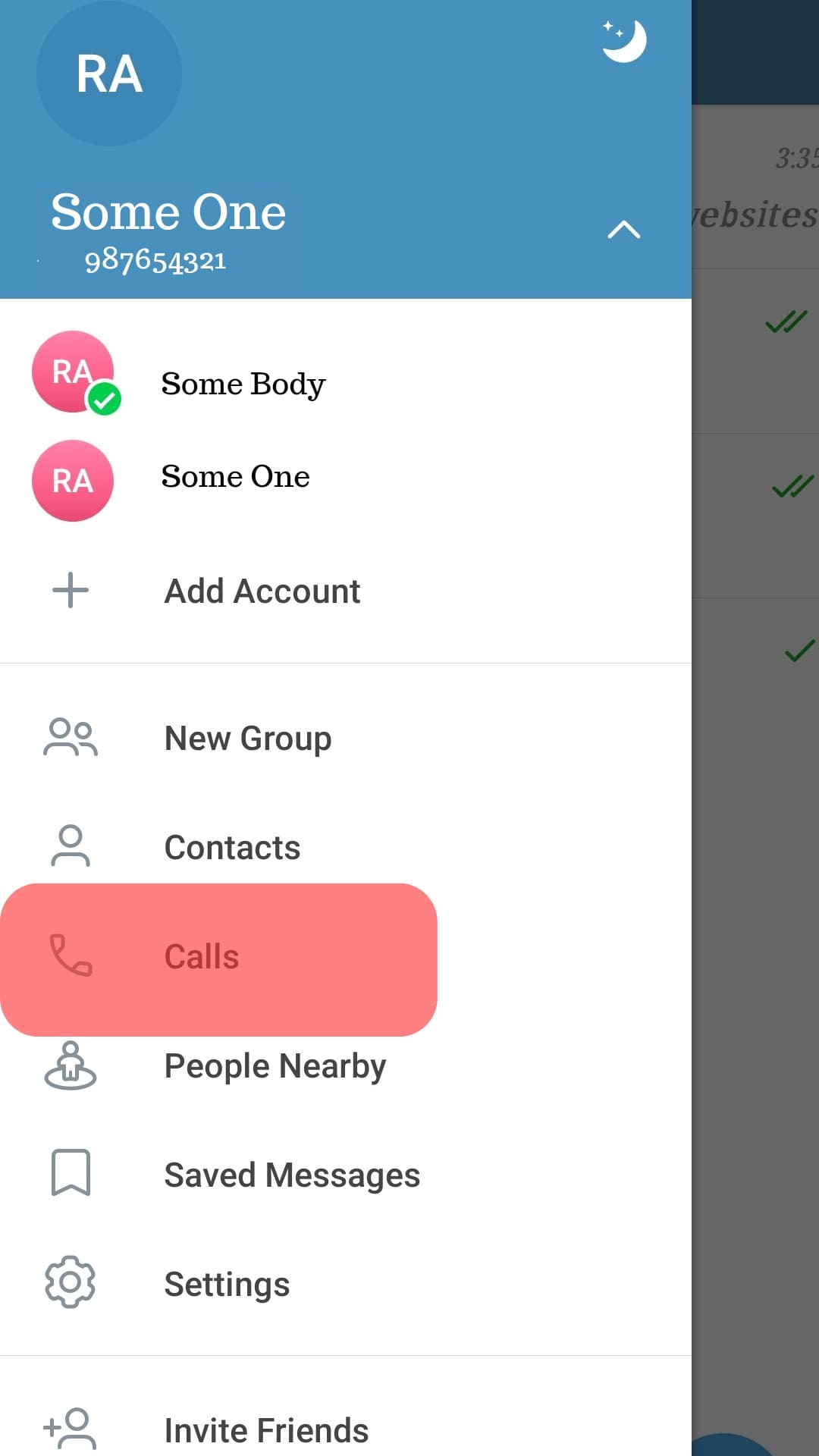 Calls Settings Telegram