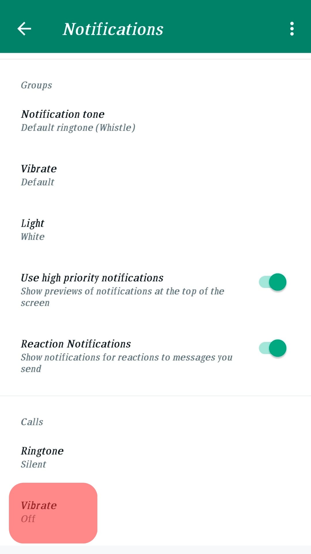 Calls Vibration Off Whatsapp