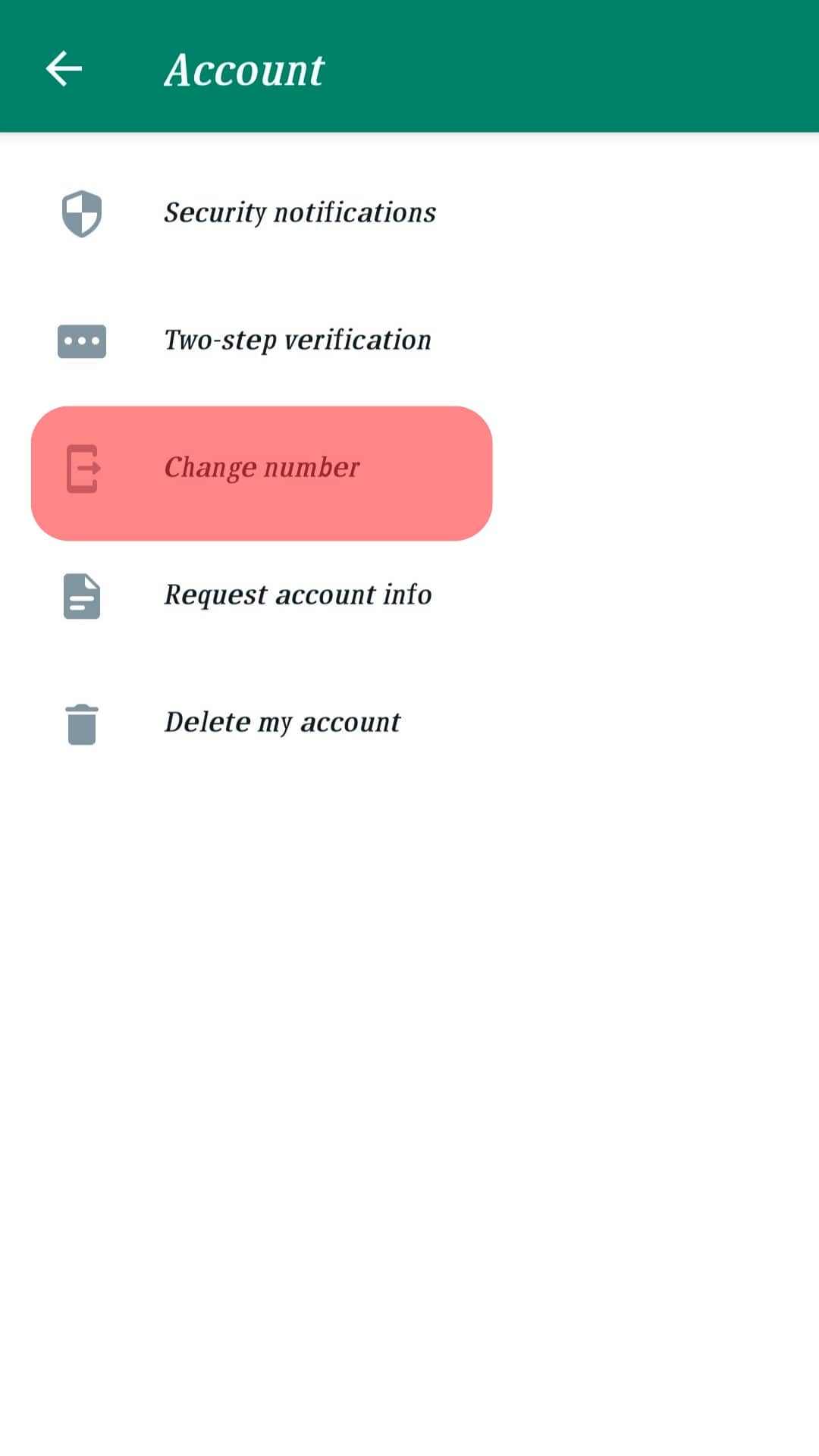 Change Number Option Whatsapp