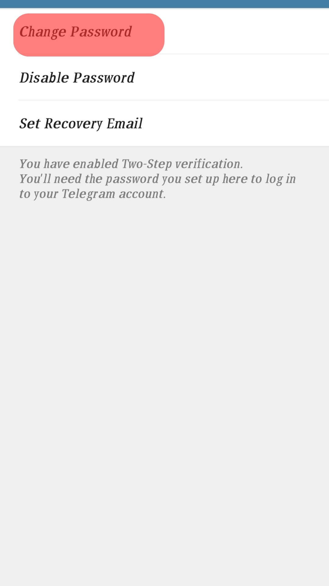 Change The Password Of Telegram Account
