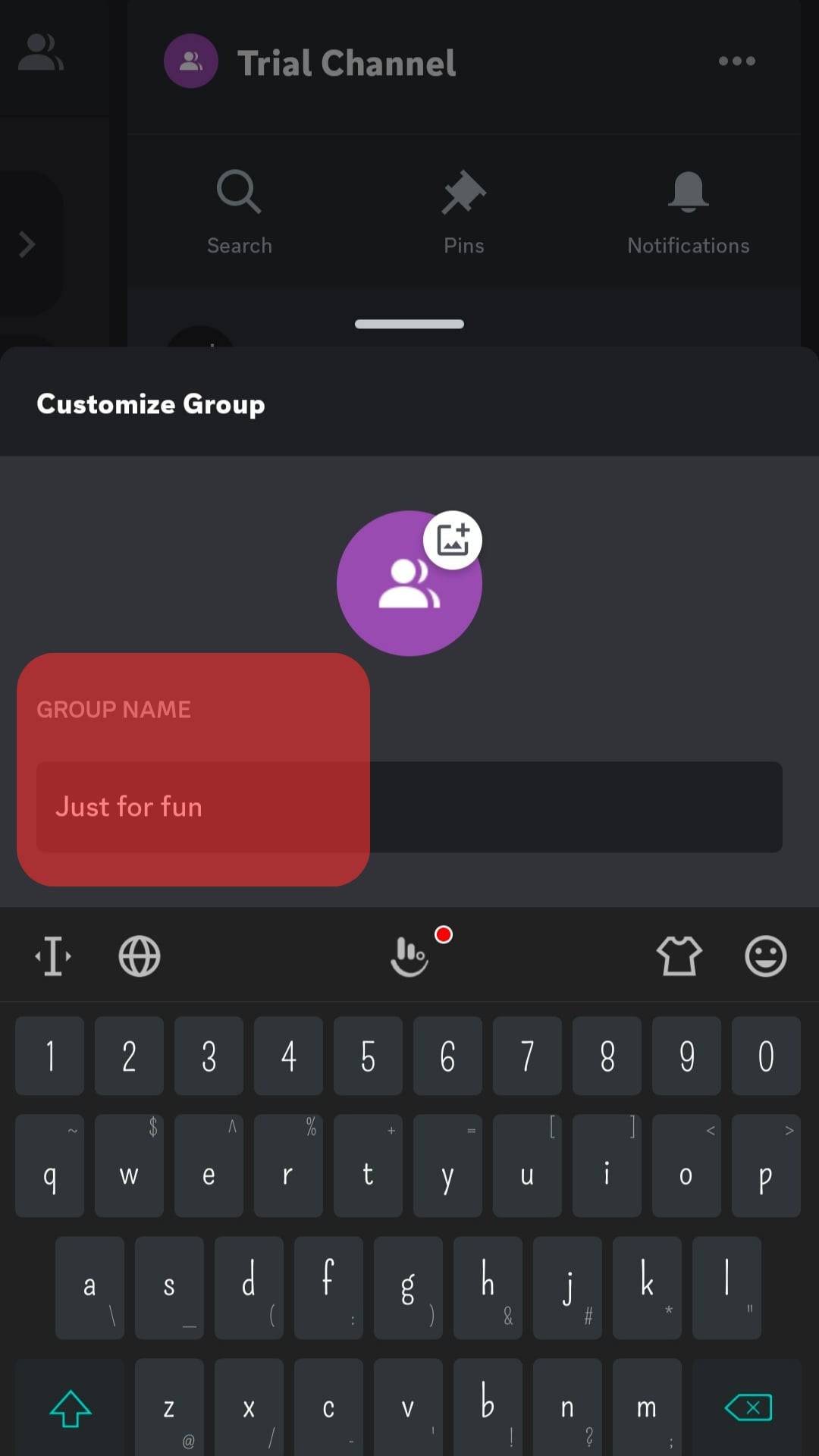 Change The Name To Your Desired Name In Group Name Section