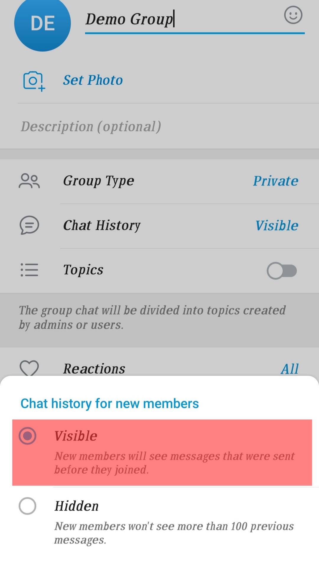 Chat History Visible