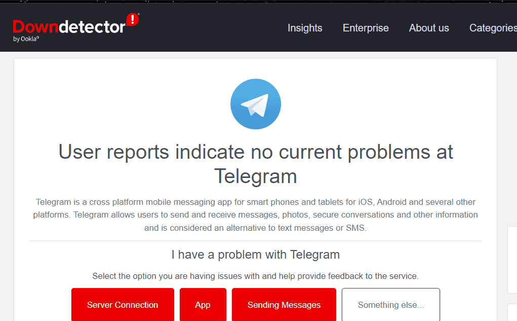 Check Telegram's Server Down Detector