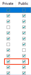 Check Boxes For Public And Private