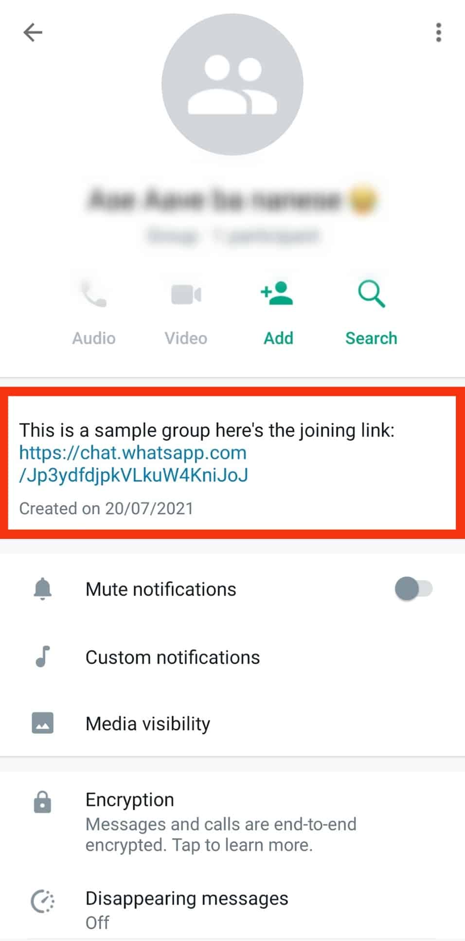 Check If The Whatsapp Group Description Contains A Link