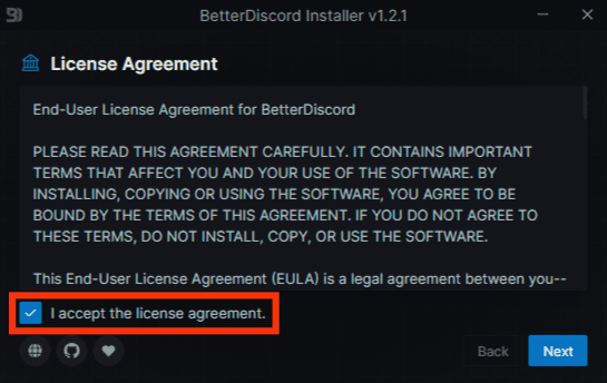 Check The Licensing Agreement Checkbox