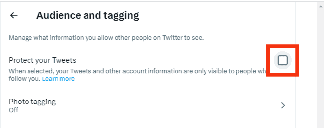 Check The Protect Your Tweets Box