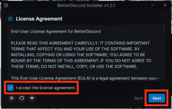 Check The License Agreement Box