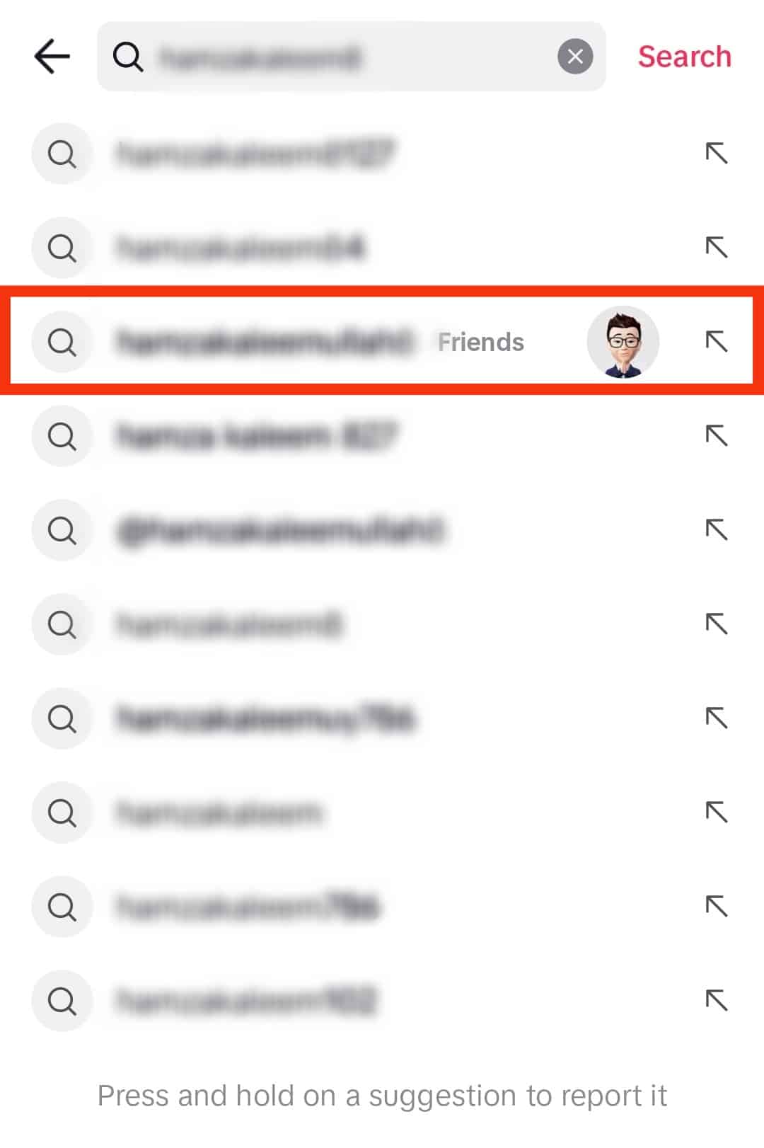 Check Whether The User Name Appears On The Results Lists