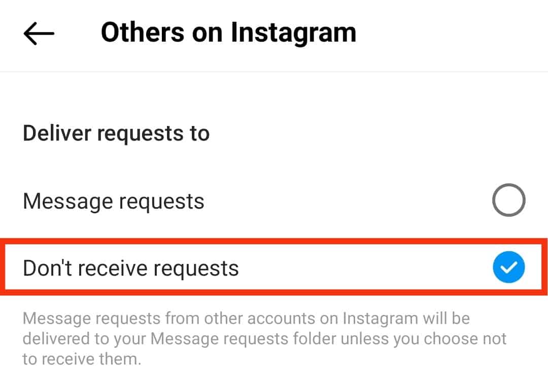 Checkmark Don't Receive Requests