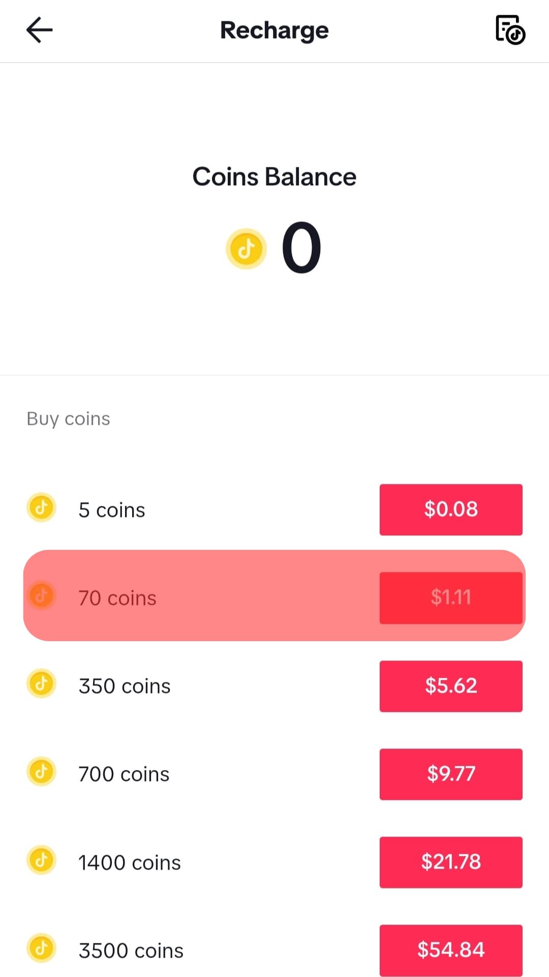 Choose How Many Coins To Purchase Tiktok