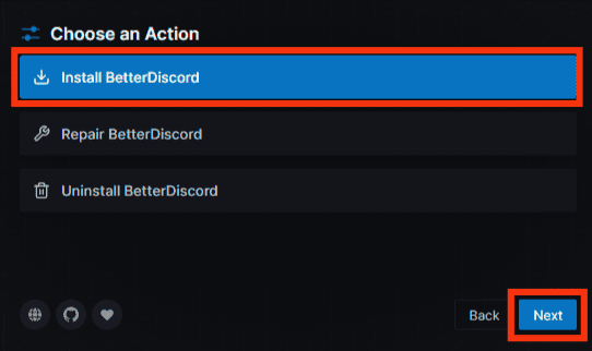 Choose Install Betterdiscord And Click 'Next