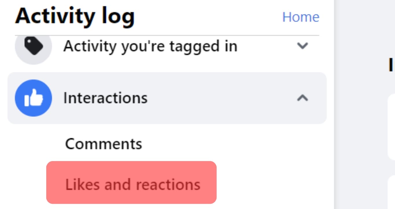 Choose Likes And Reactions In The Interactions Tab.