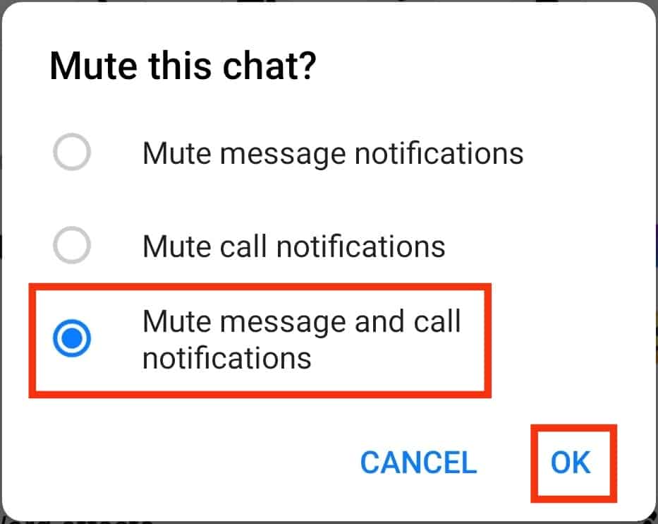 Choose Mute Message And Call Notifications