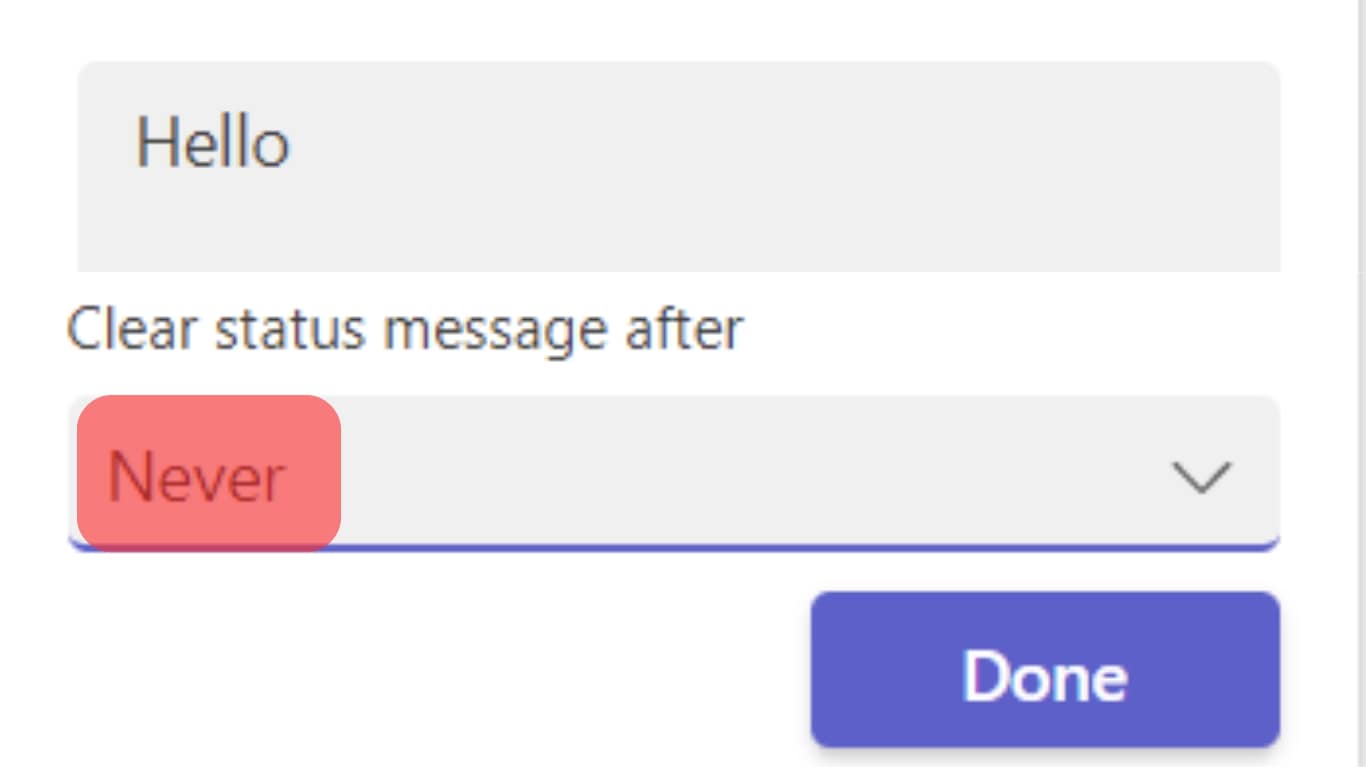 Choose Never In The Clear Status Message After Section.