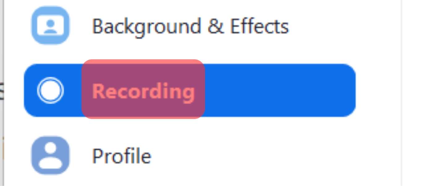 Choose Recording From Settings.