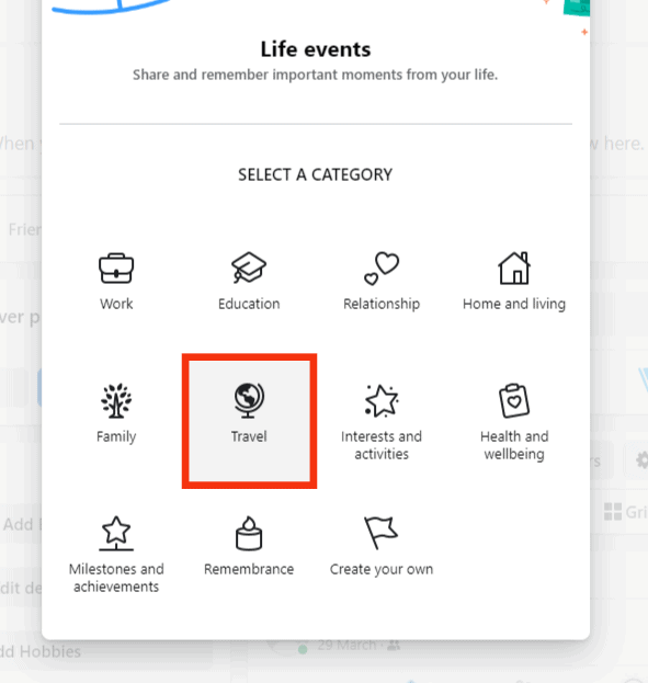 Choose A Category For The Life Event