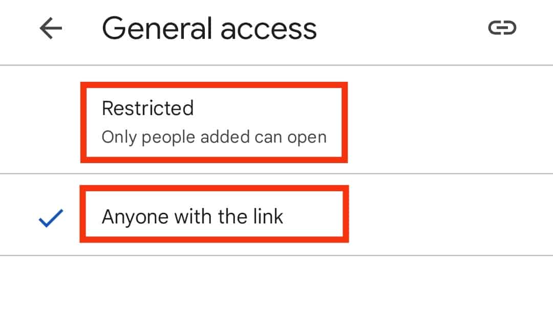 Choose Restricted Or Anyone With The Link
