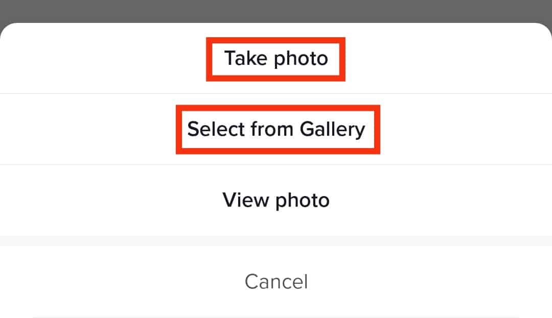 Choose Take Photo Or Select From Gallery
