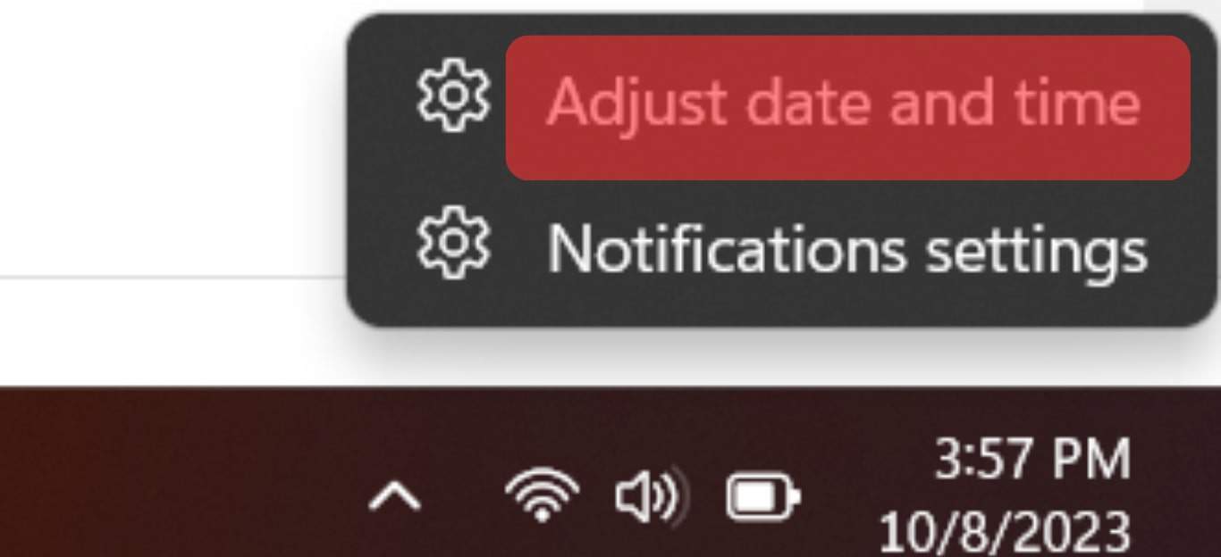 Choose The Adjust Date Time Option