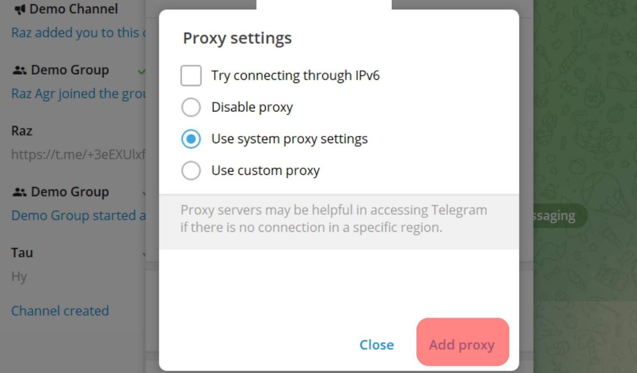 Choose The Custom Proxy Add Proxy Option.
