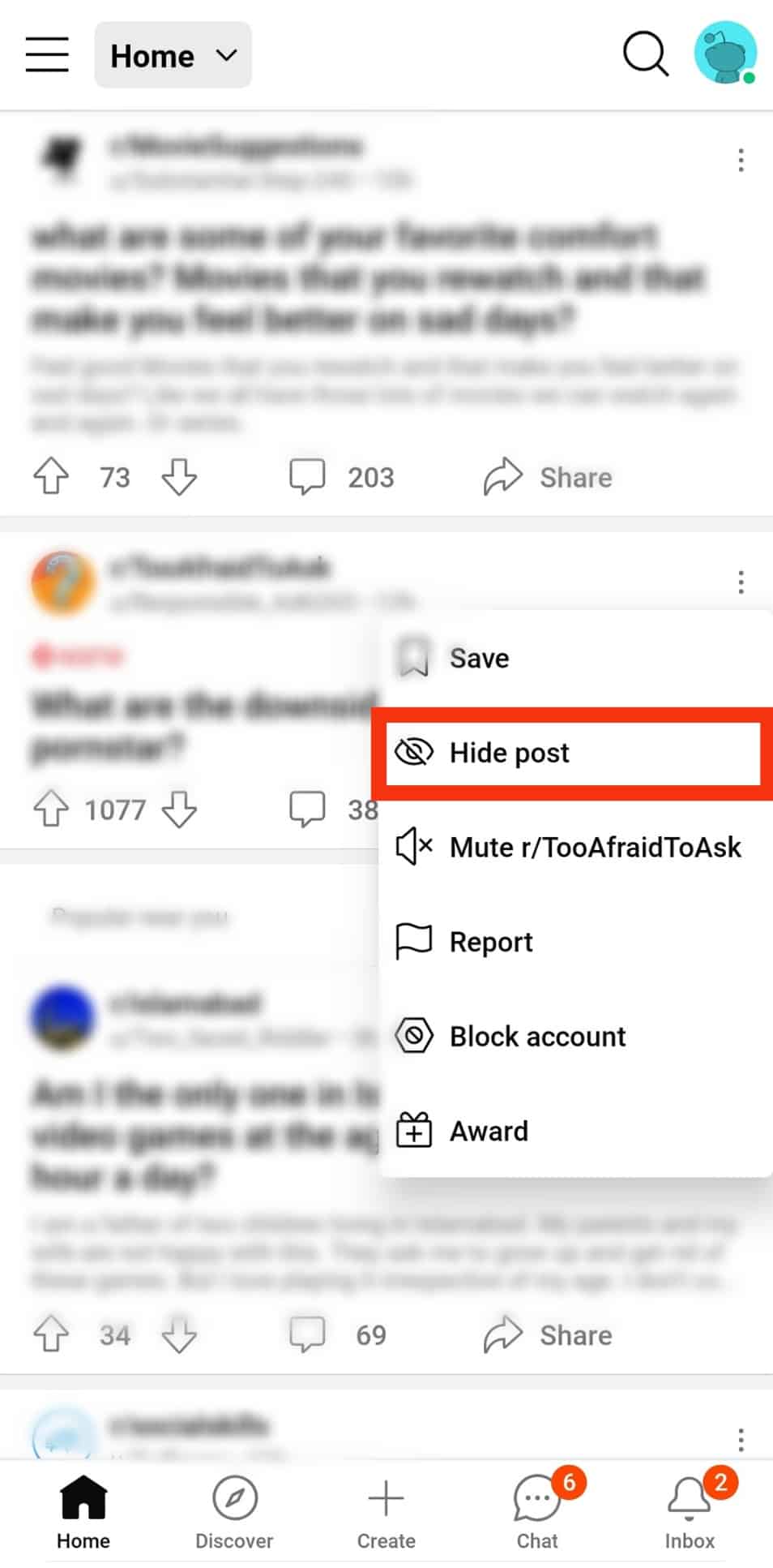 Choose The Hide Post Option
