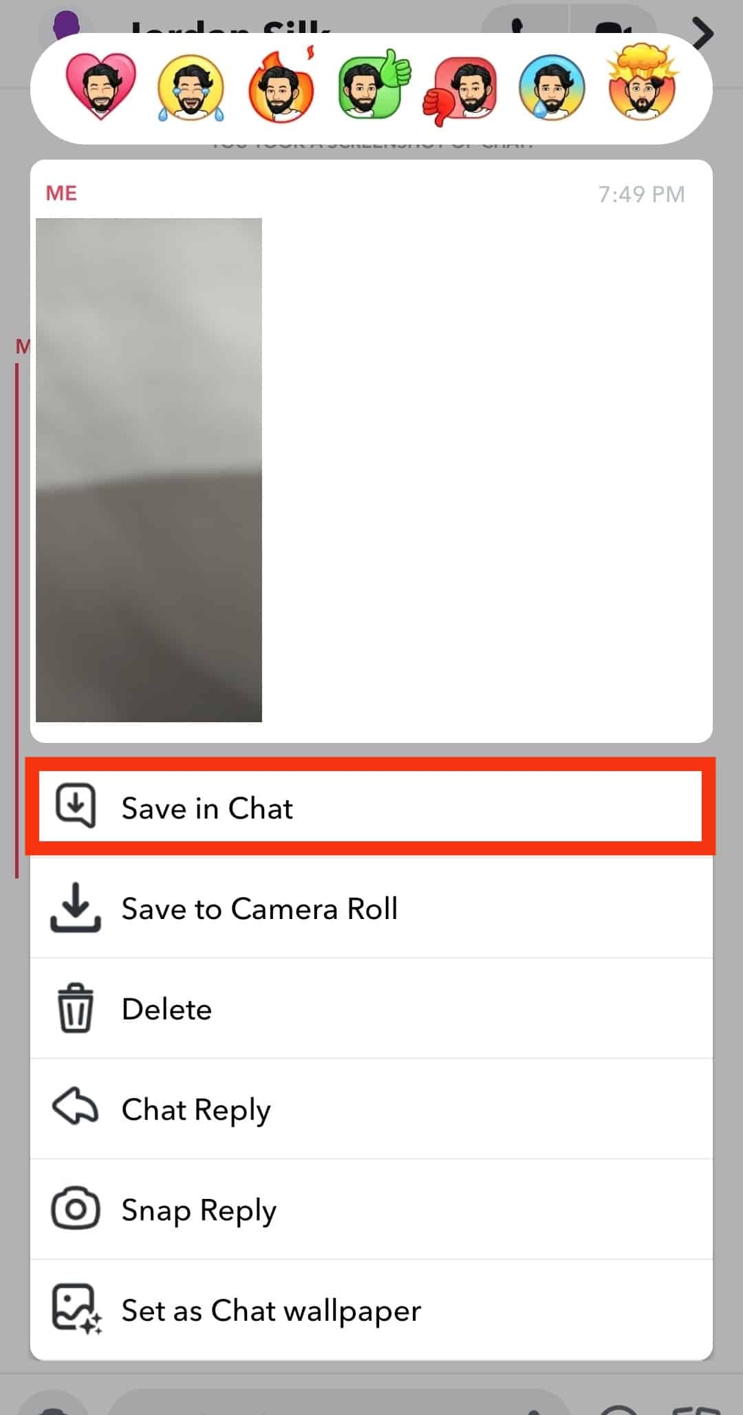 Choose The Save In Chat Option