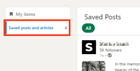Choose The Saved Posts And Articles Option