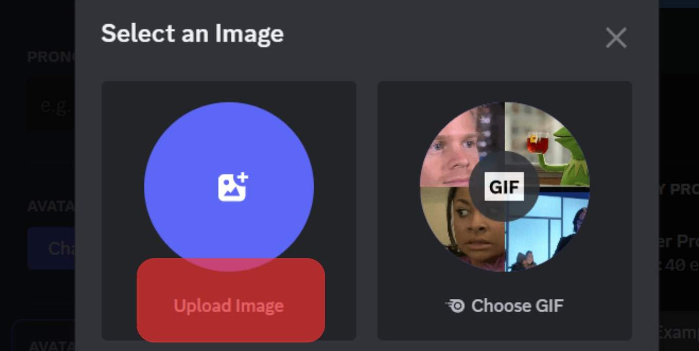 Choose The Upload Image Option