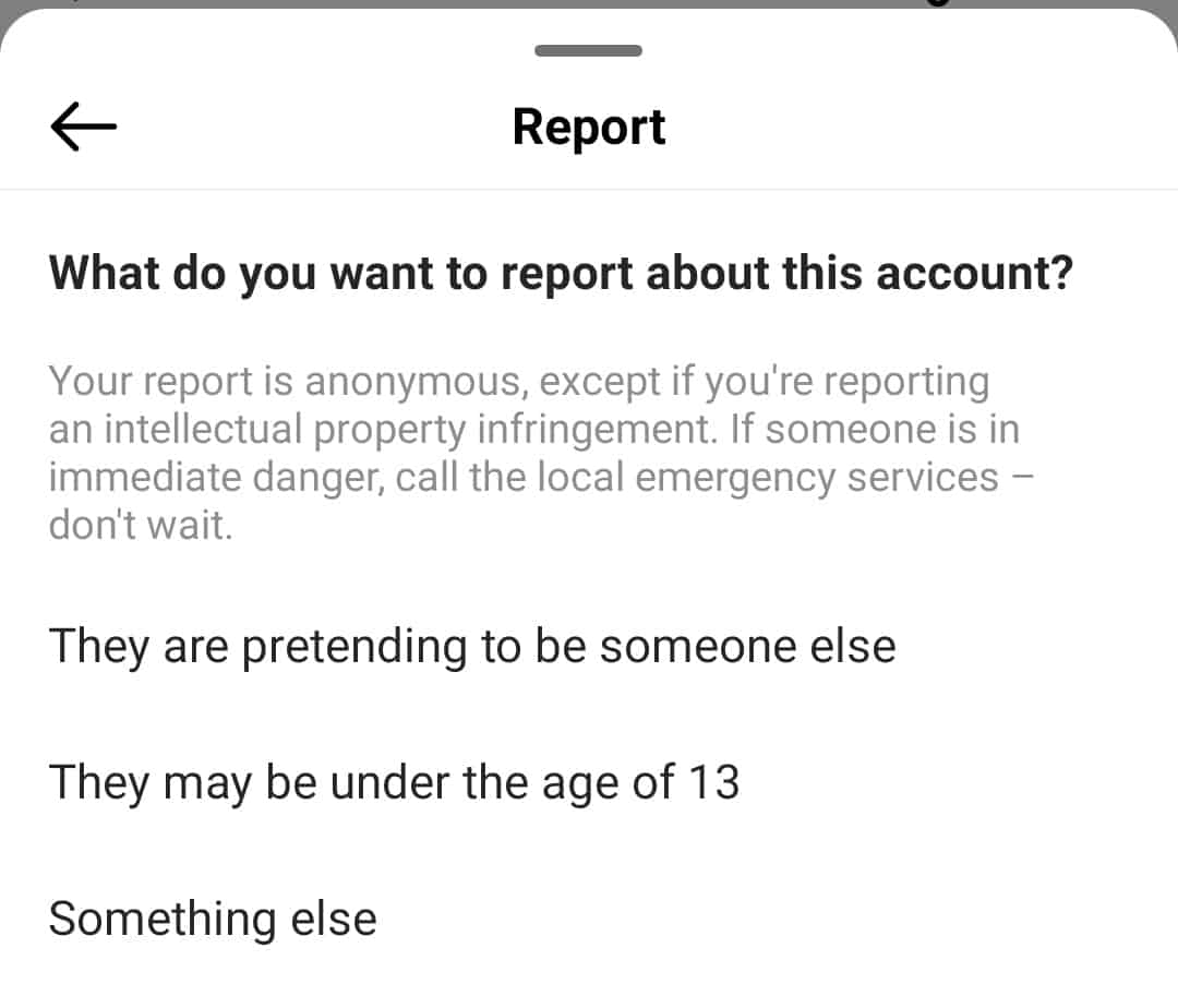 Choose The Reason For Your Report