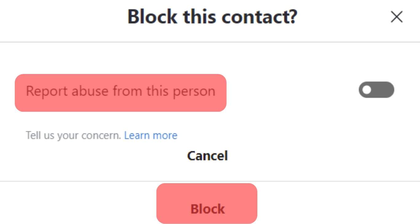 Choose Whether To Report Abuse And Tap On Block
