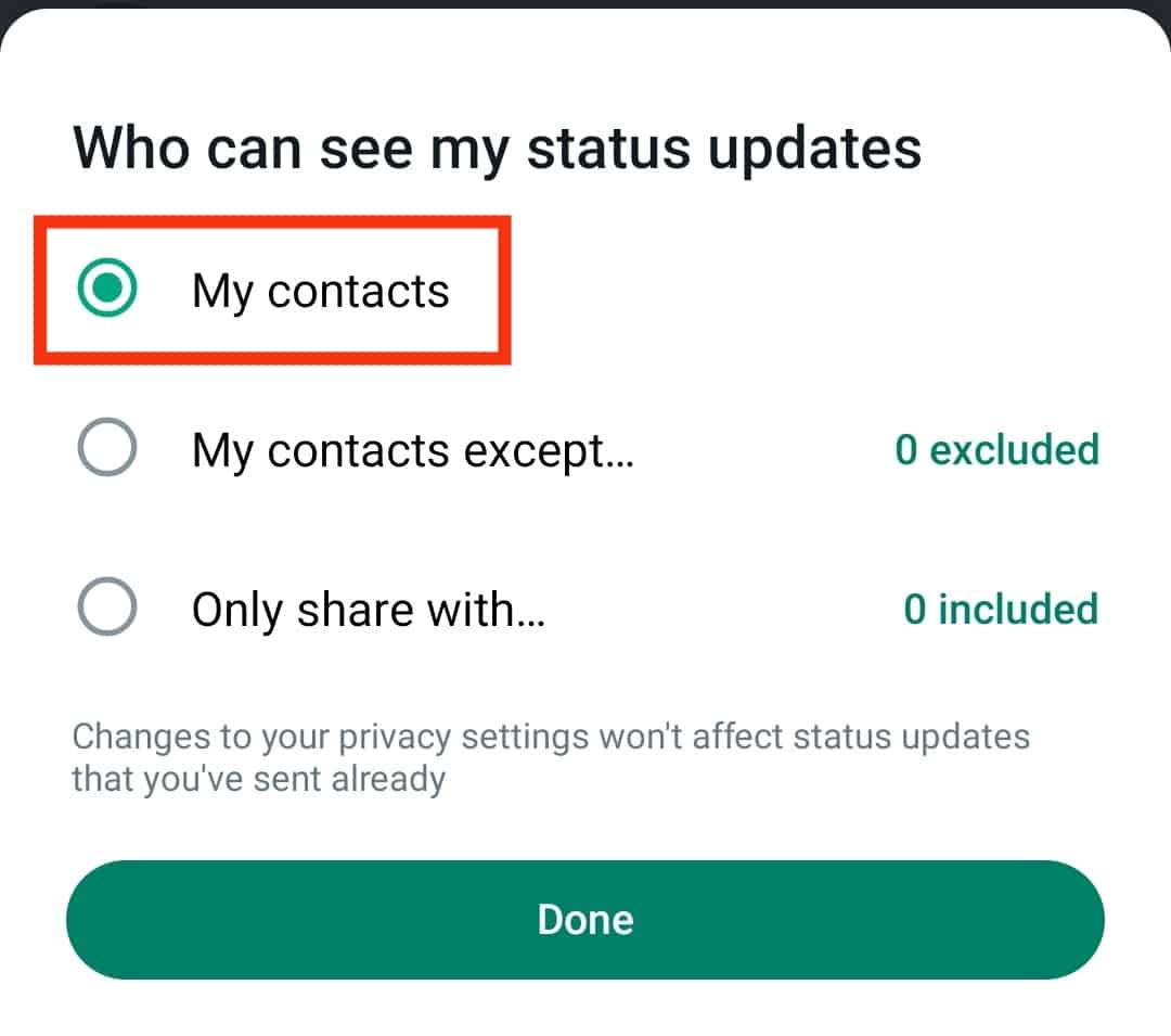 Choose Who Can See The Status Update