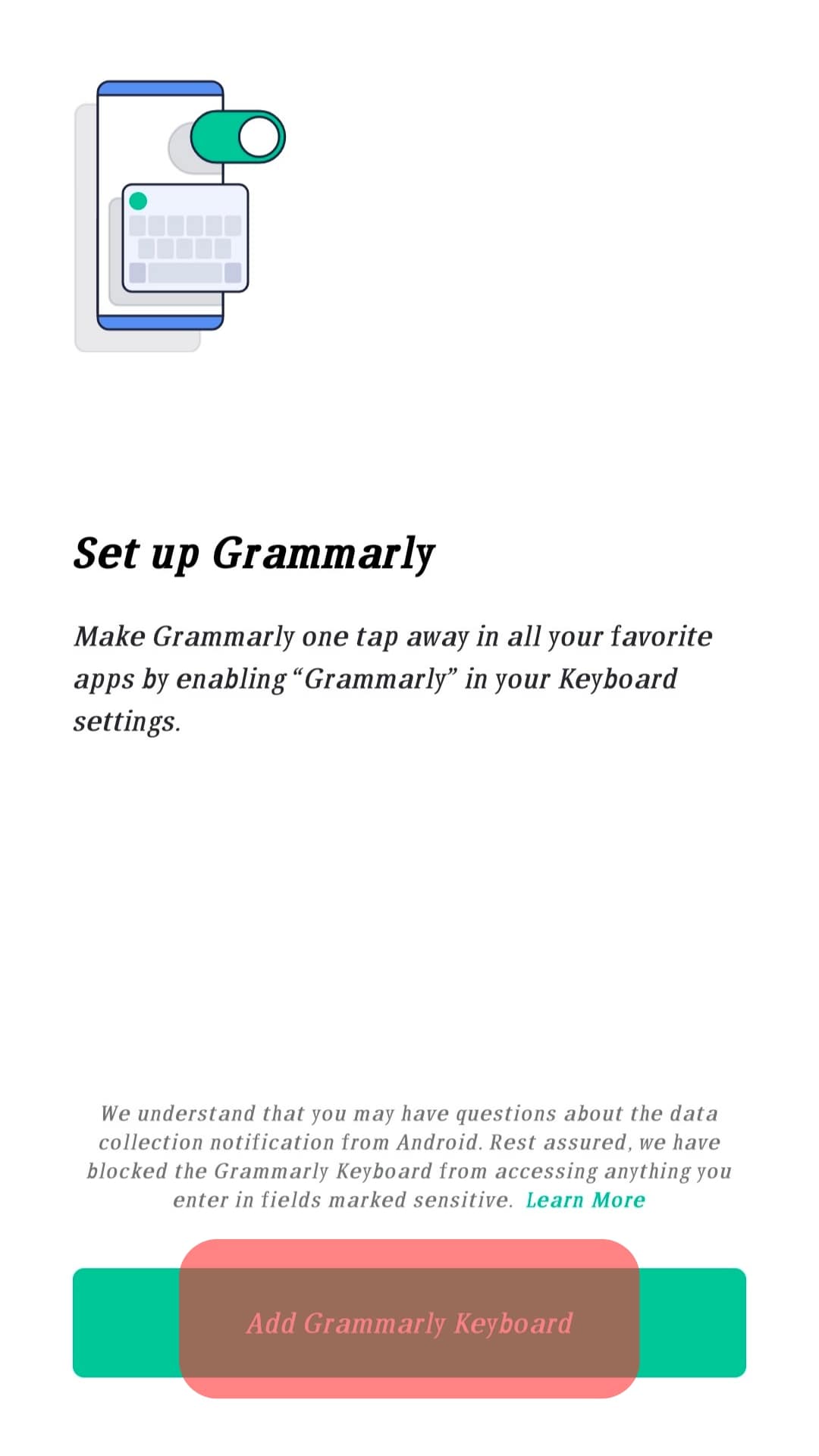 Click Add Grammarly Keyboard