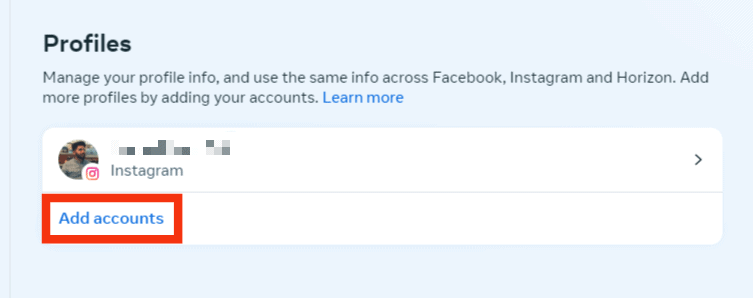Click 'Add Accounts' Option