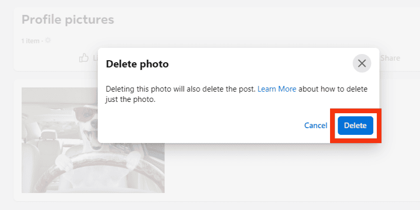 Click Delete To Confirm