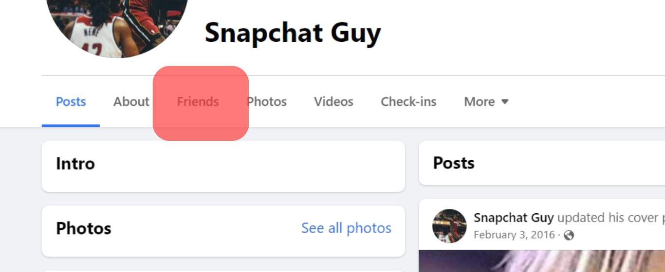 Click Friends Under Your Profile Picture