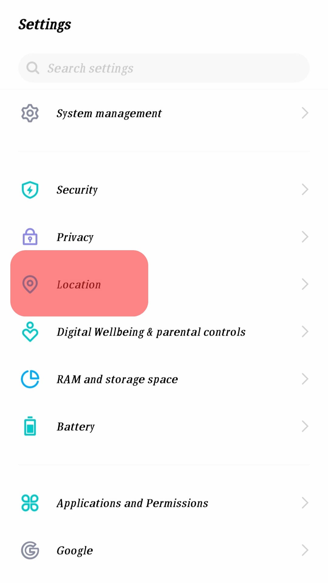 Click Location Setting Android