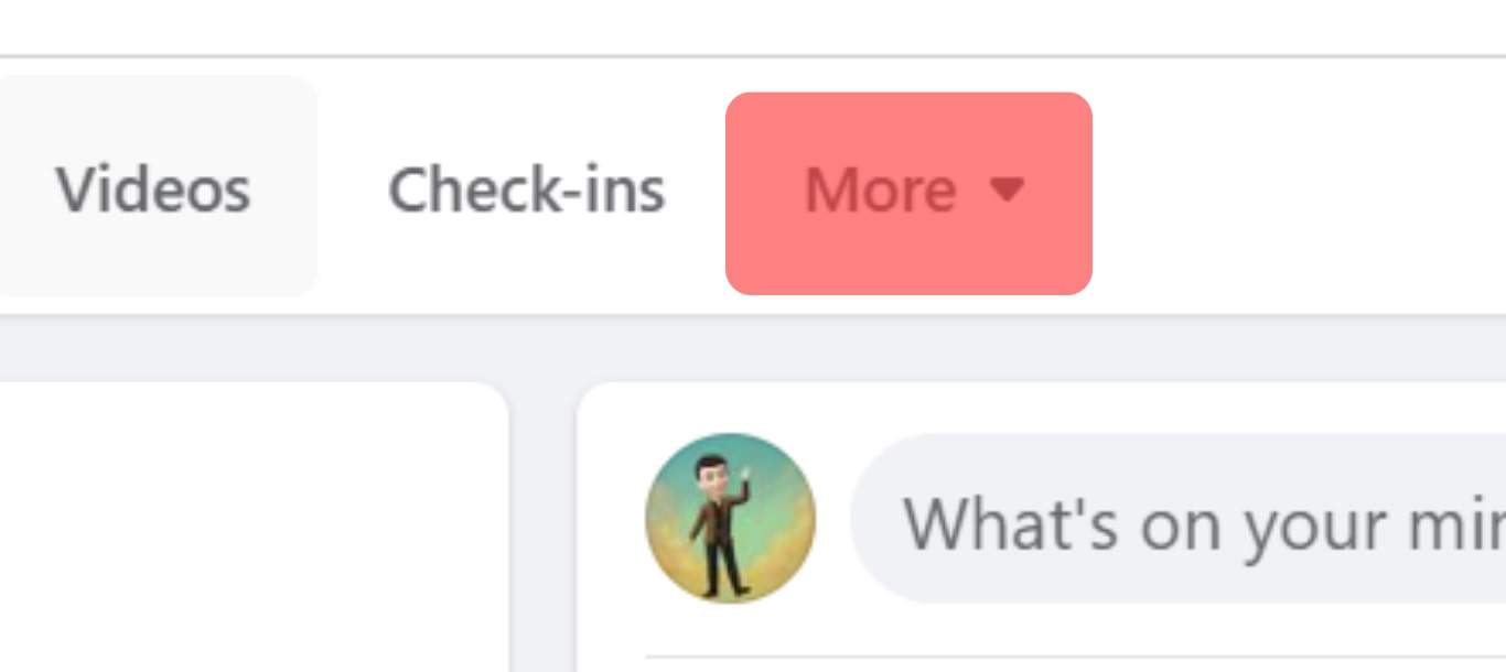 Click More Under Your Facebook Profile