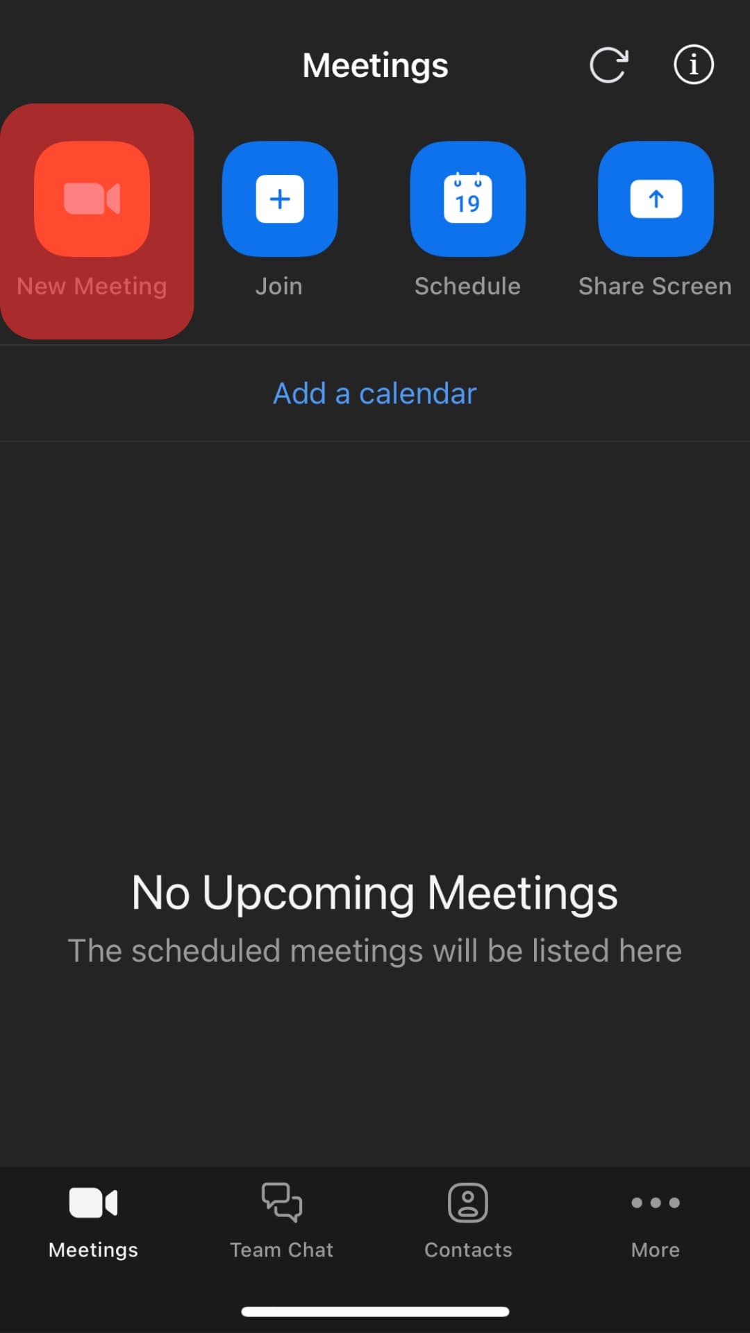 Click New Meeting To Start A Meeting