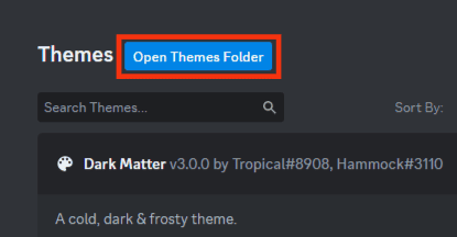 Click 'Open Themes Folder.'